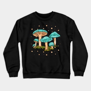 Bright blue mushrooms, cartoonish cottagecore art Crewneck Sweatshirt